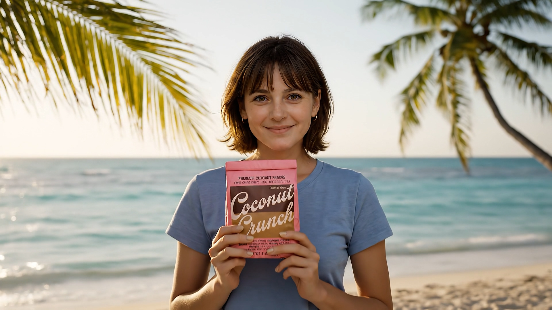 At the beach with Coconut Crunch