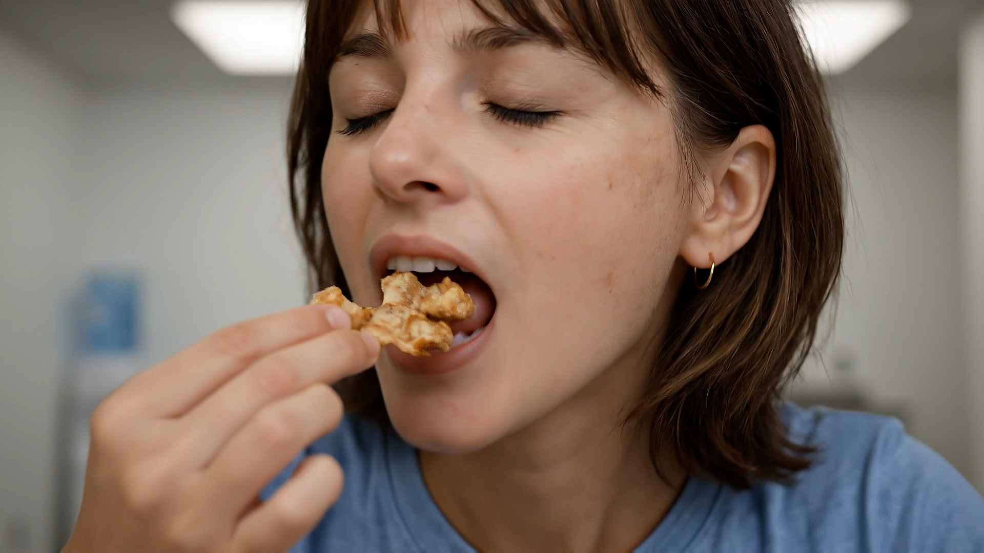 Taking a bite of Coconut Crunch