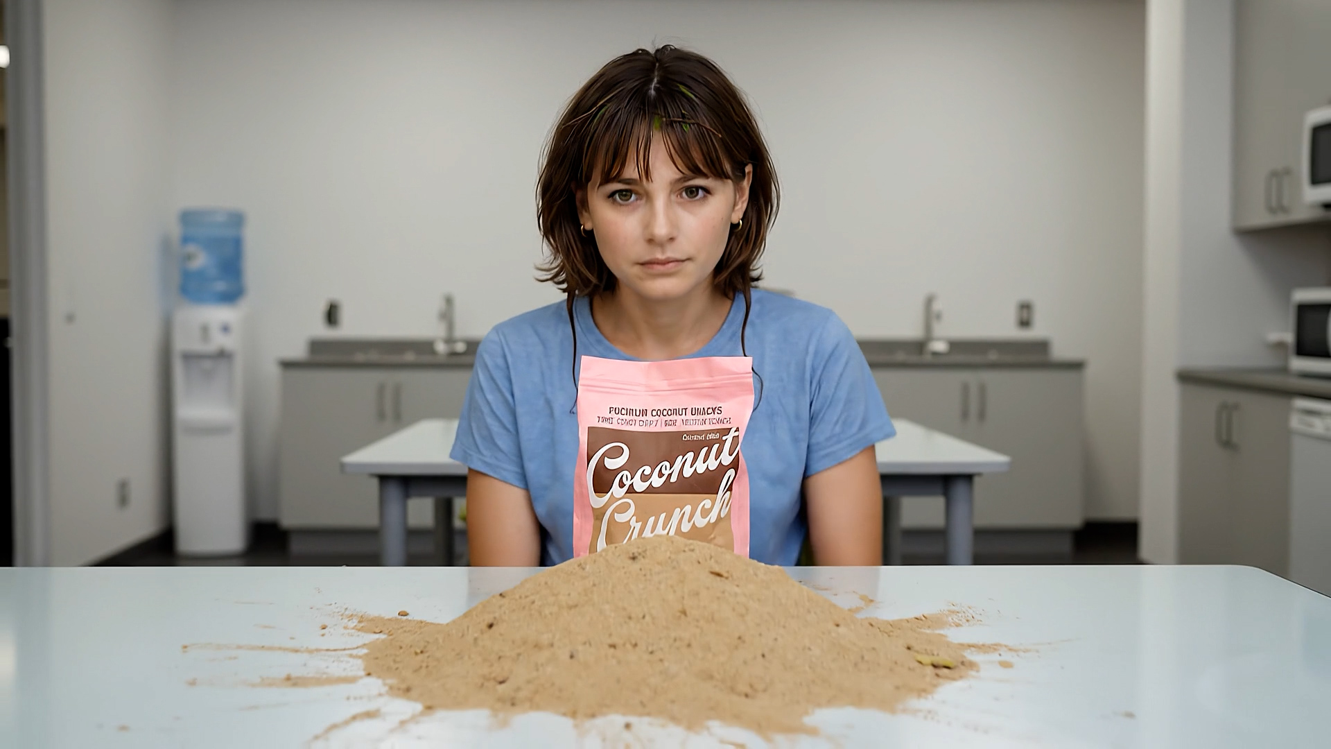 Coconut Crunch bag on red background